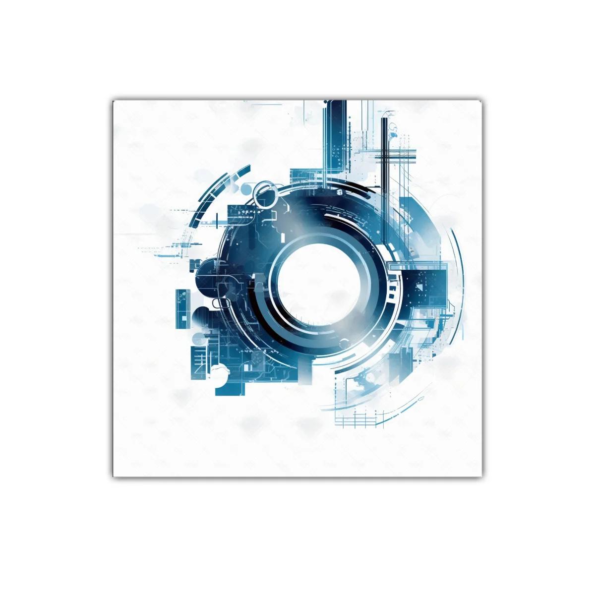 Composición abstracta circular en tonos azules y blanco — miniatura 1