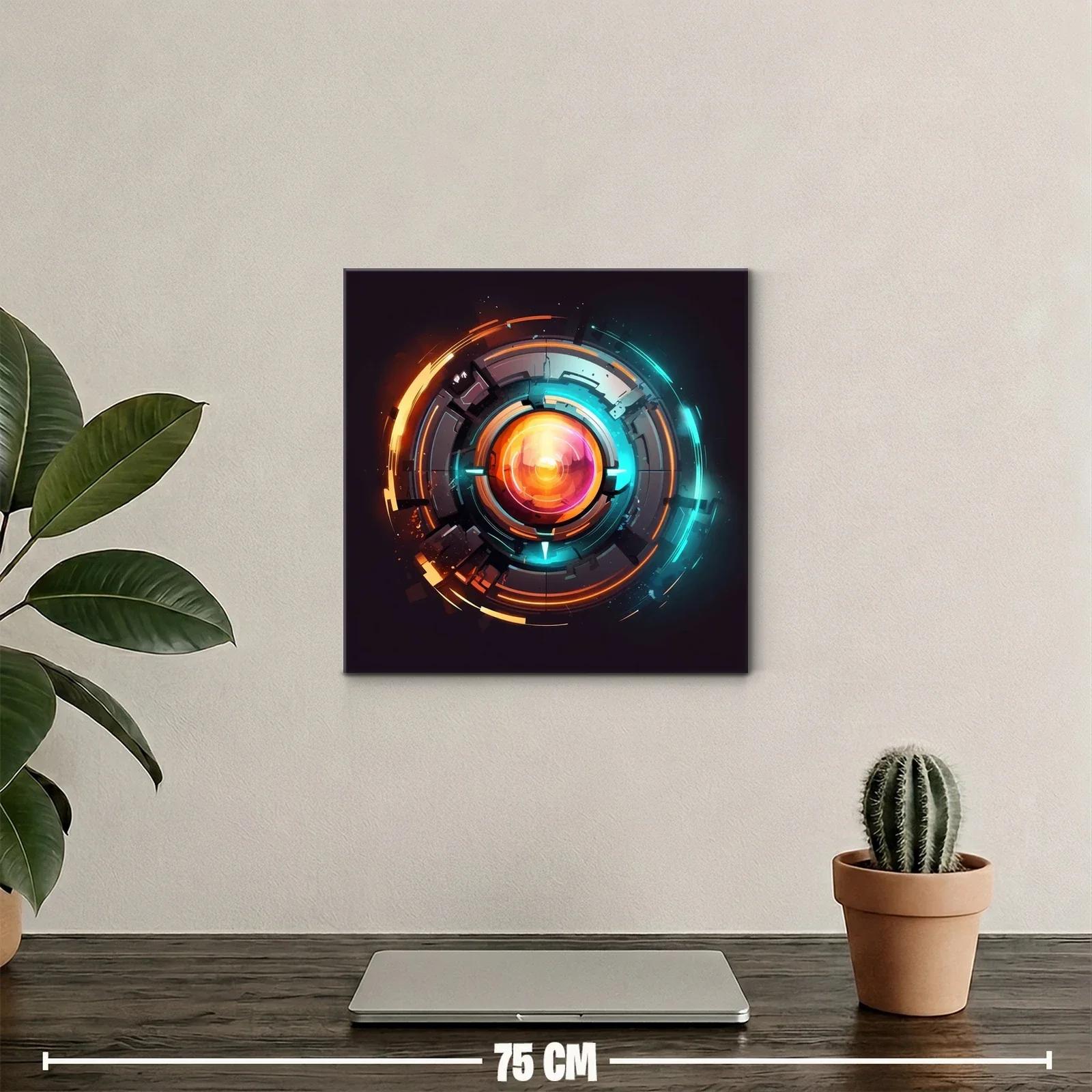 Cuadro abstracto de círculos tecnológicos vibrantes — miniatura 2