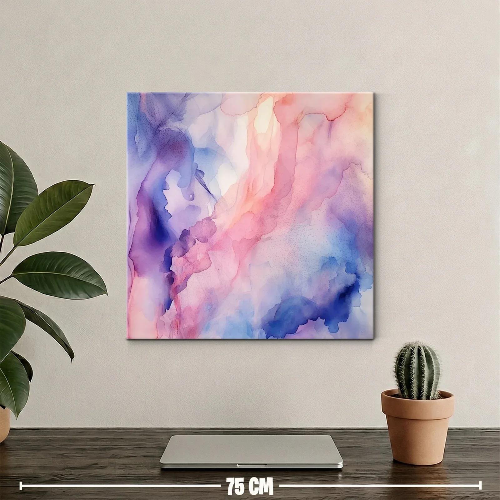 Cuadro abstracto con suaves tonalidades pastel y azules — miniatura 2