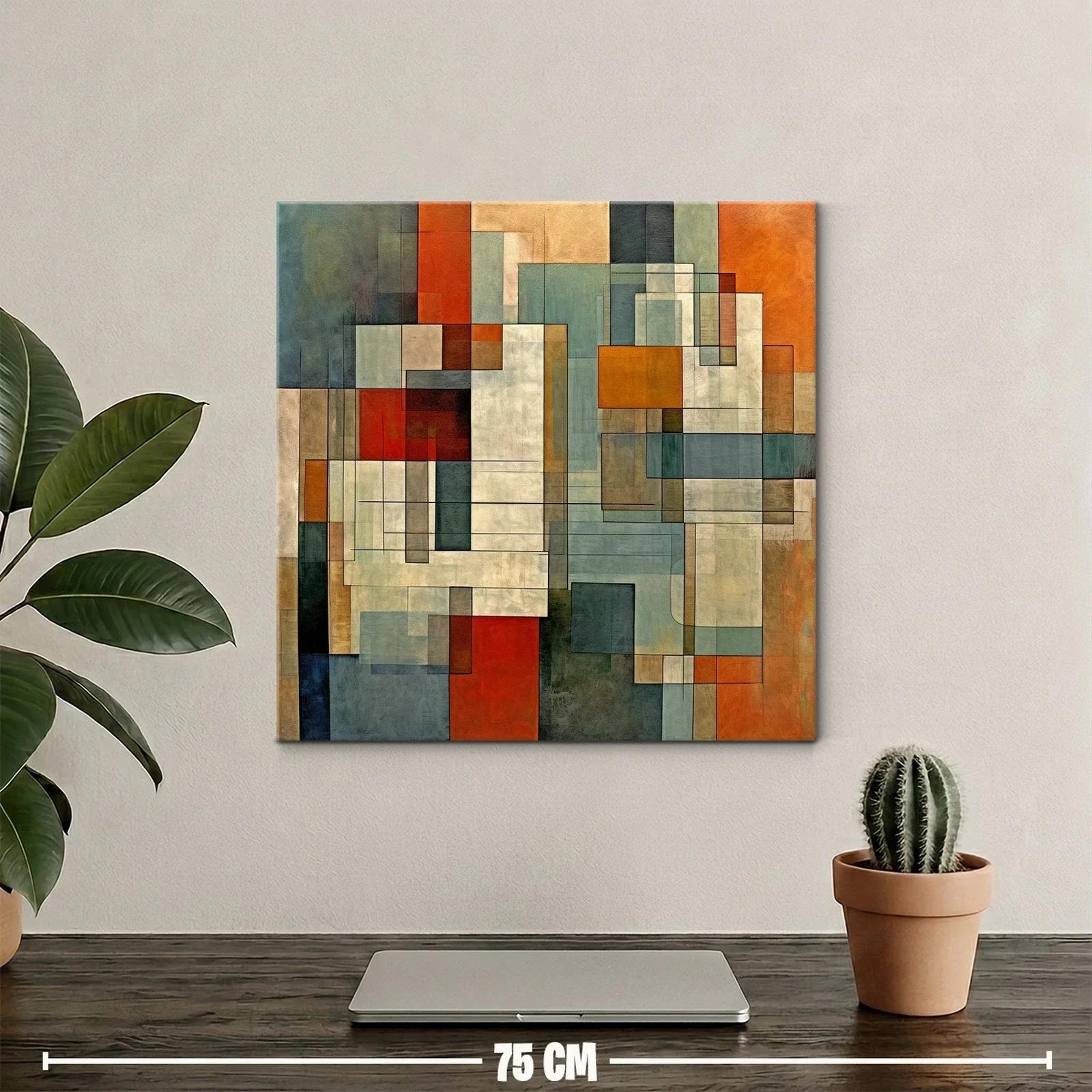 Cuadro abstracto con formas geométricas y tonos cálidos — miniatura 2