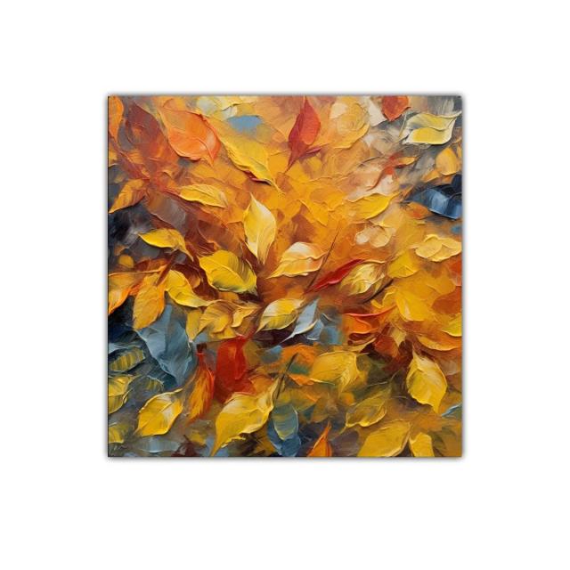 Cuadro decorativo con hojas en tonos cálidos y otoñales