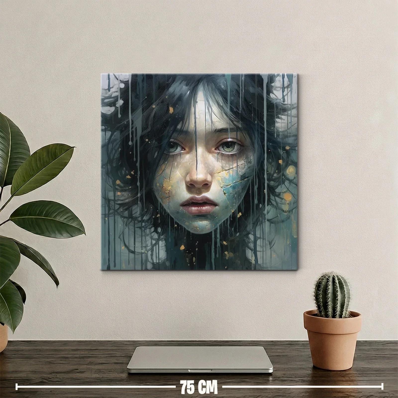 Retrato expresivo con tonos fríos y detalles dorados — miniatura 2