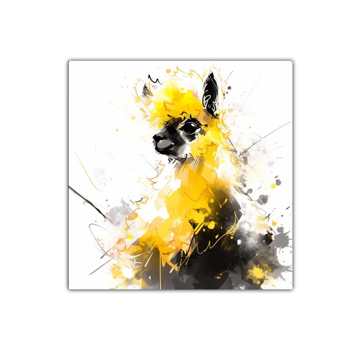 Cuadro decorativo de llama vibrante en amarillo y negro — imagen principal