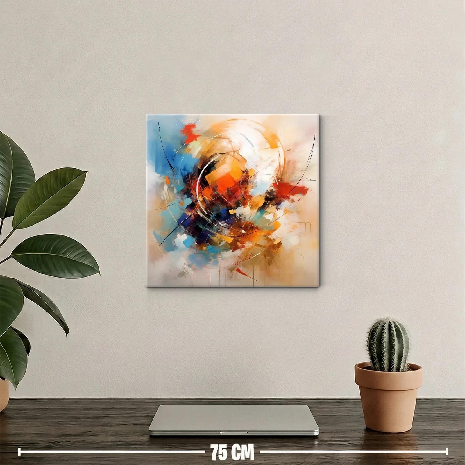 Composición abstracta en tonos cálidos y fríos vibrantes — miniatura 2