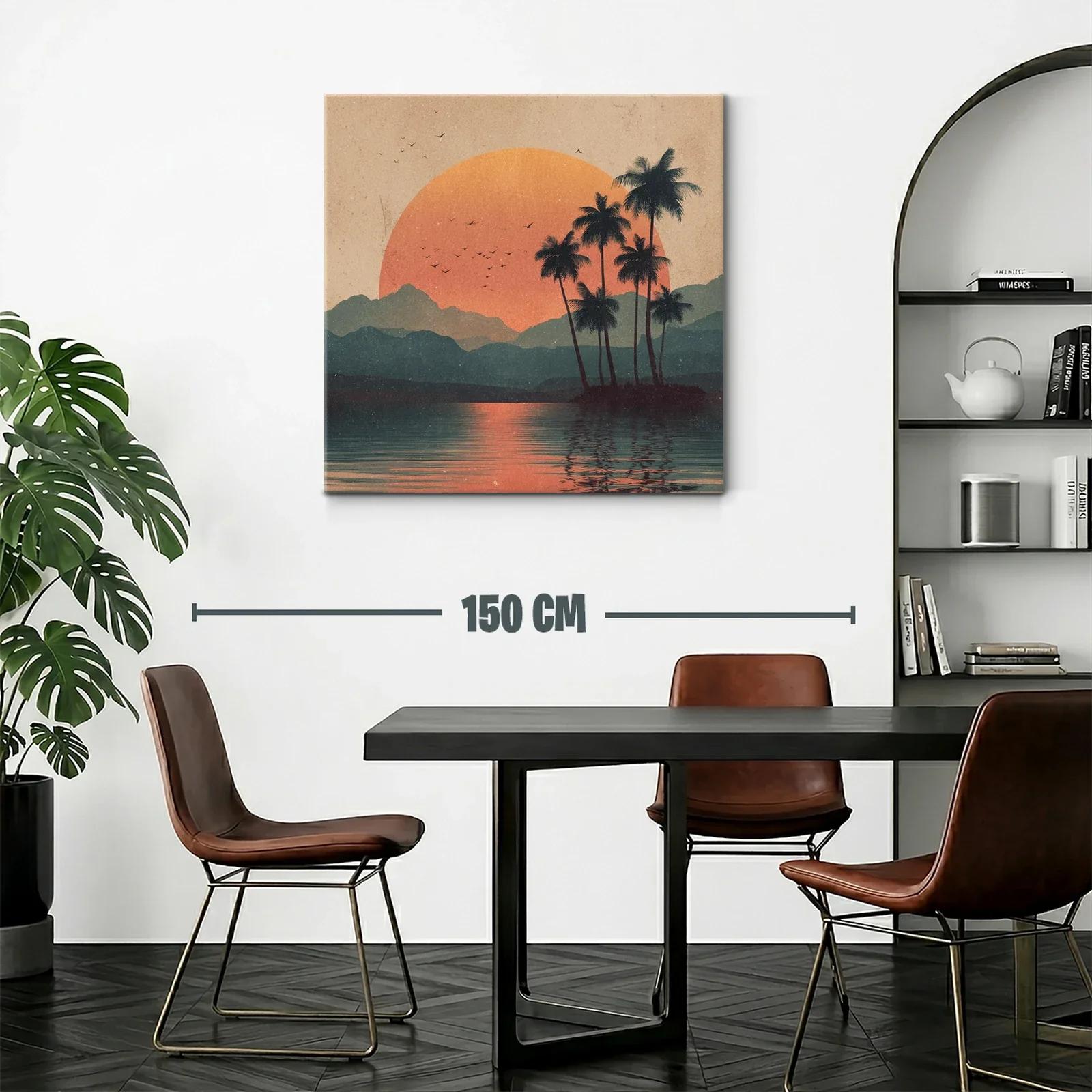 Atardecer tropical con palmeras y reflejo en el agua — miniatura 2