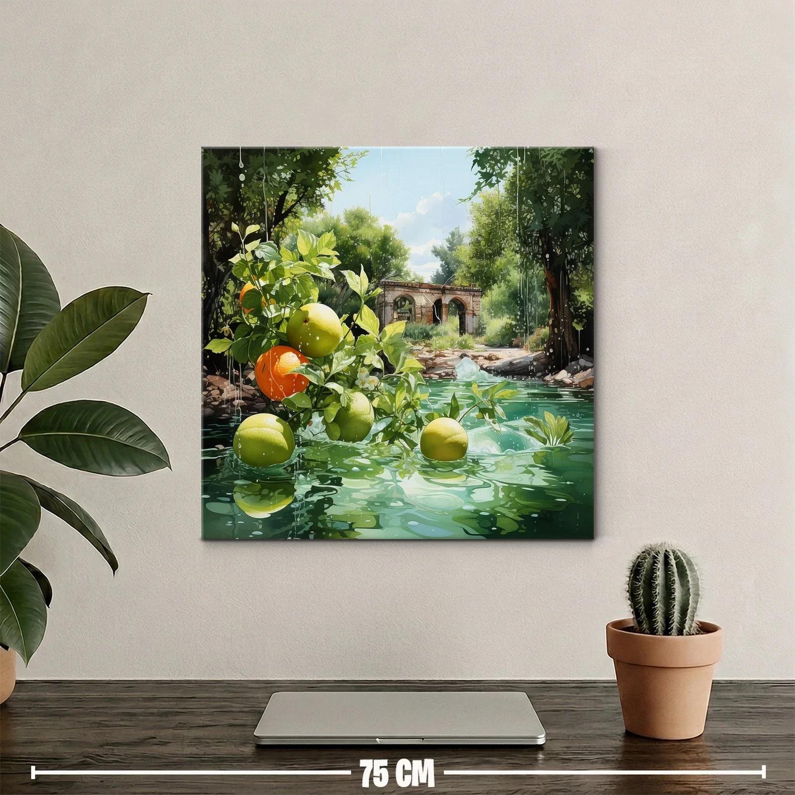 Naturaleza fresca con frutas y paisaje rústico — miniatura 2