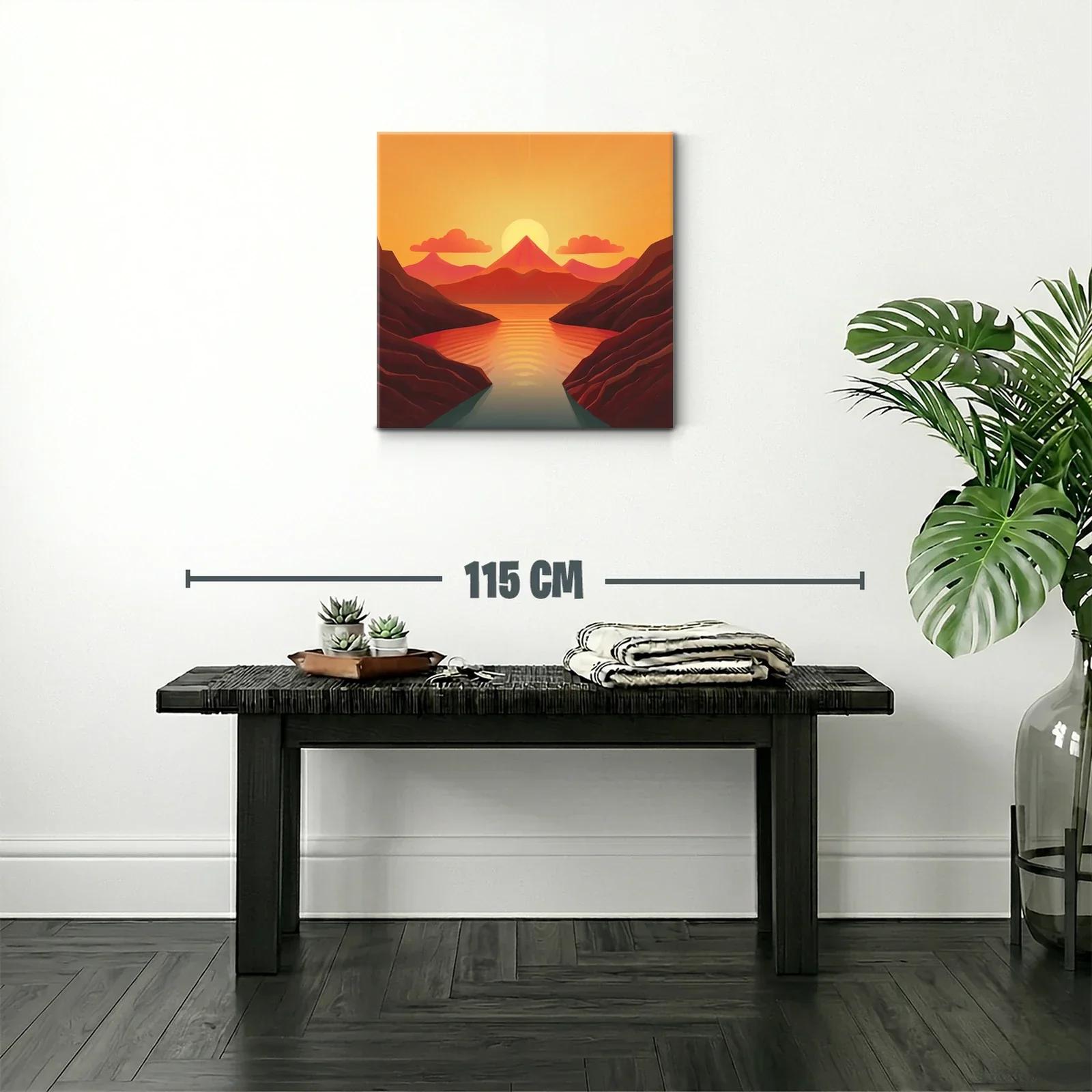 Paisaje cálido con montaña y lago al atardecer — miniatura 2