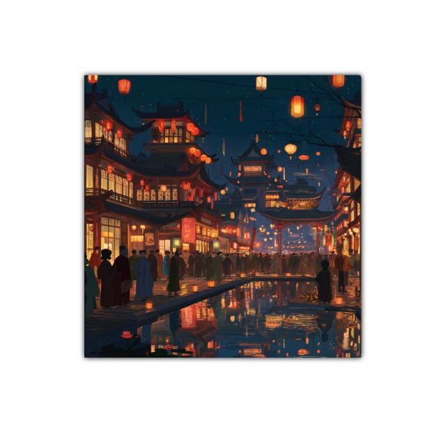 Noche de linternas en barrio tradicional oriental