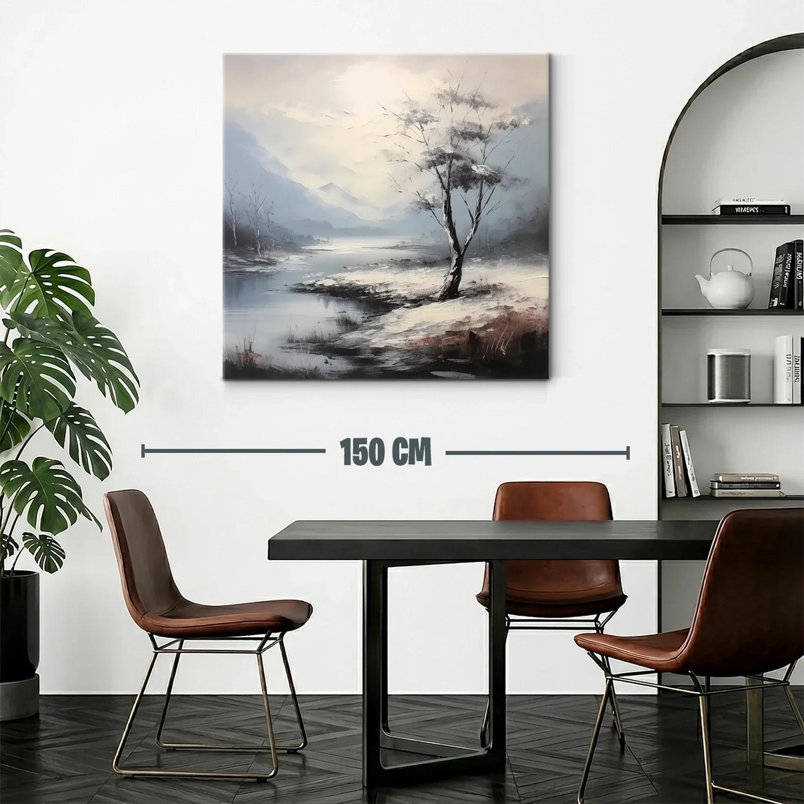 Paisaje con árbol solitario y lago en tonos suaves — miniatura 2
