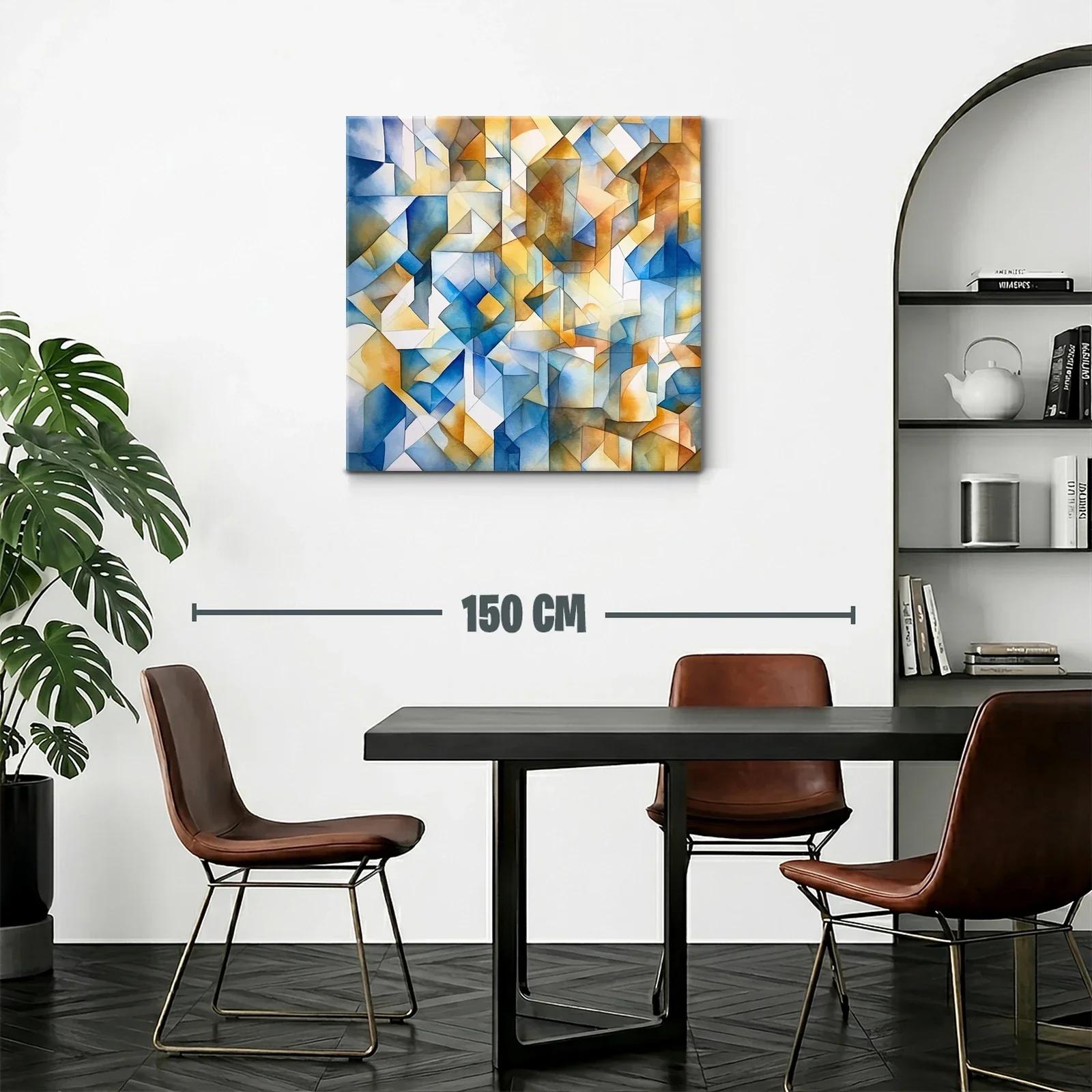 Composición abstracta con tonos azules y ocres cálidos — miniatura 2