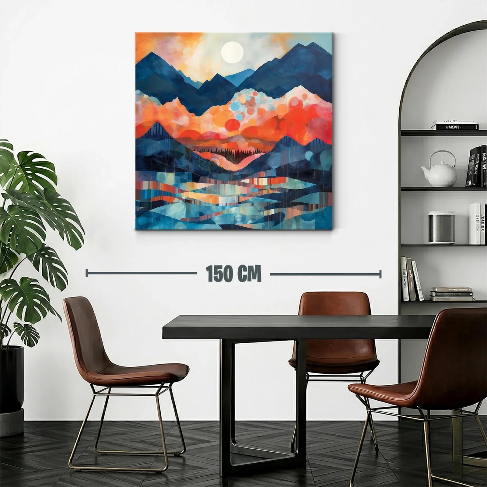 Paisaje de montañas vibrantes con luna llena — miniatura 2