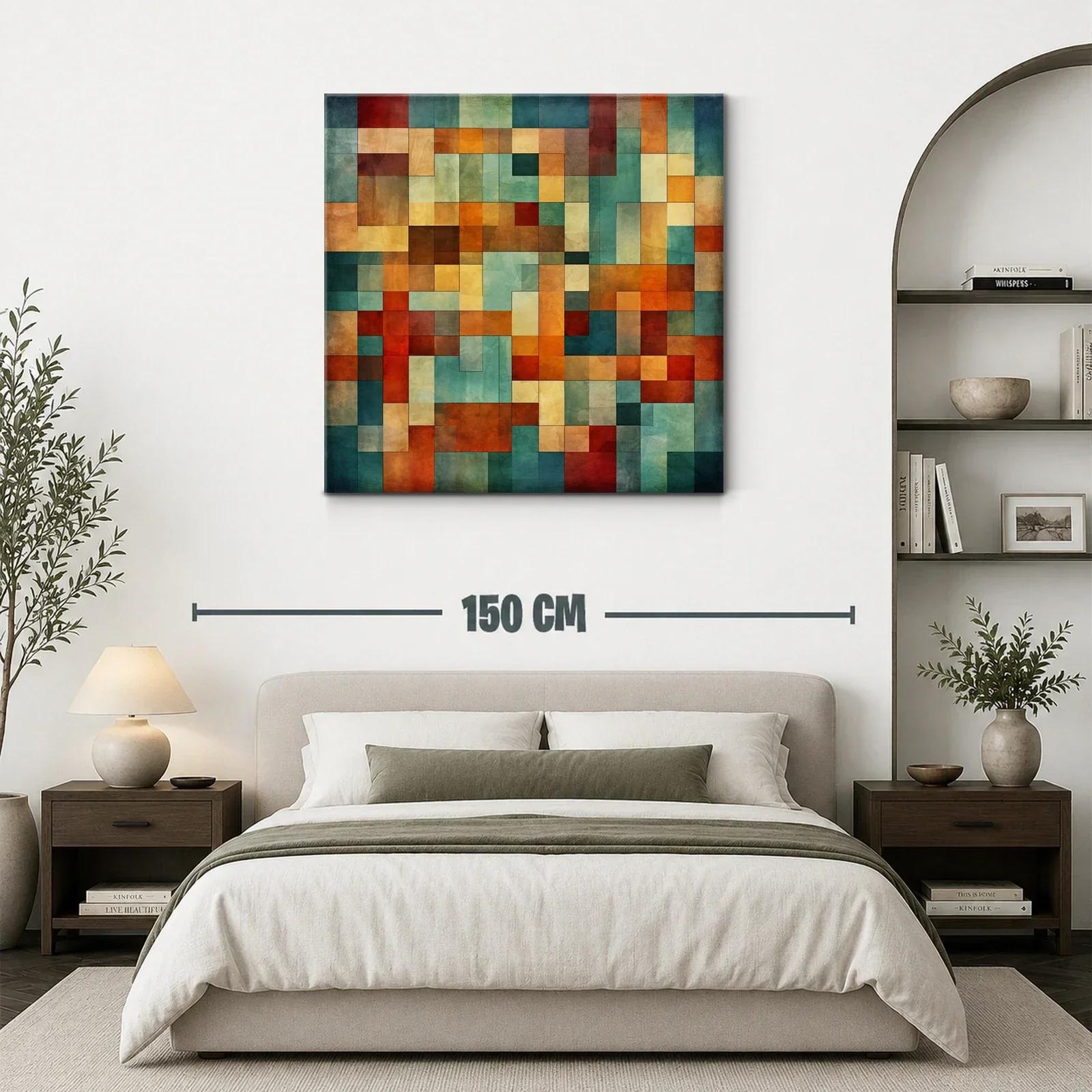 Composición abstracta con bloques en tonos cálidos y frescos — miniatura 3