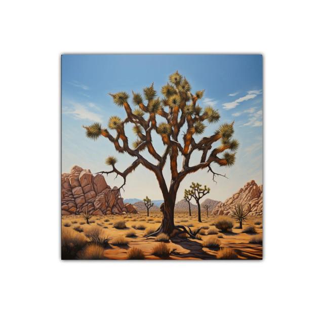 Árbol desértico en paisaje rocoso al atardecer