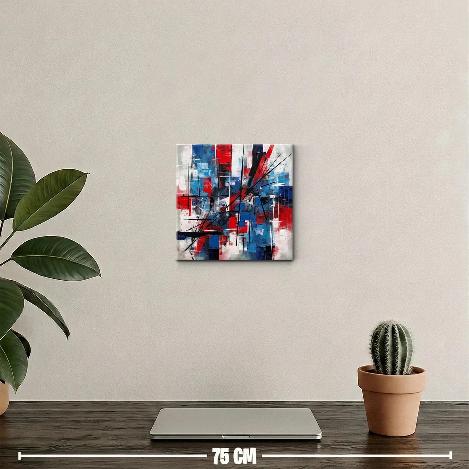 Composición abstracta en rojo azul y negro dinámica — miniatura 2