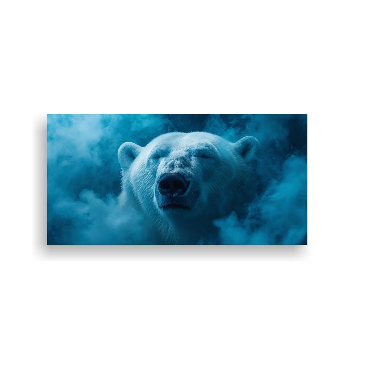 Cuadro oso polar entre niebla espesa