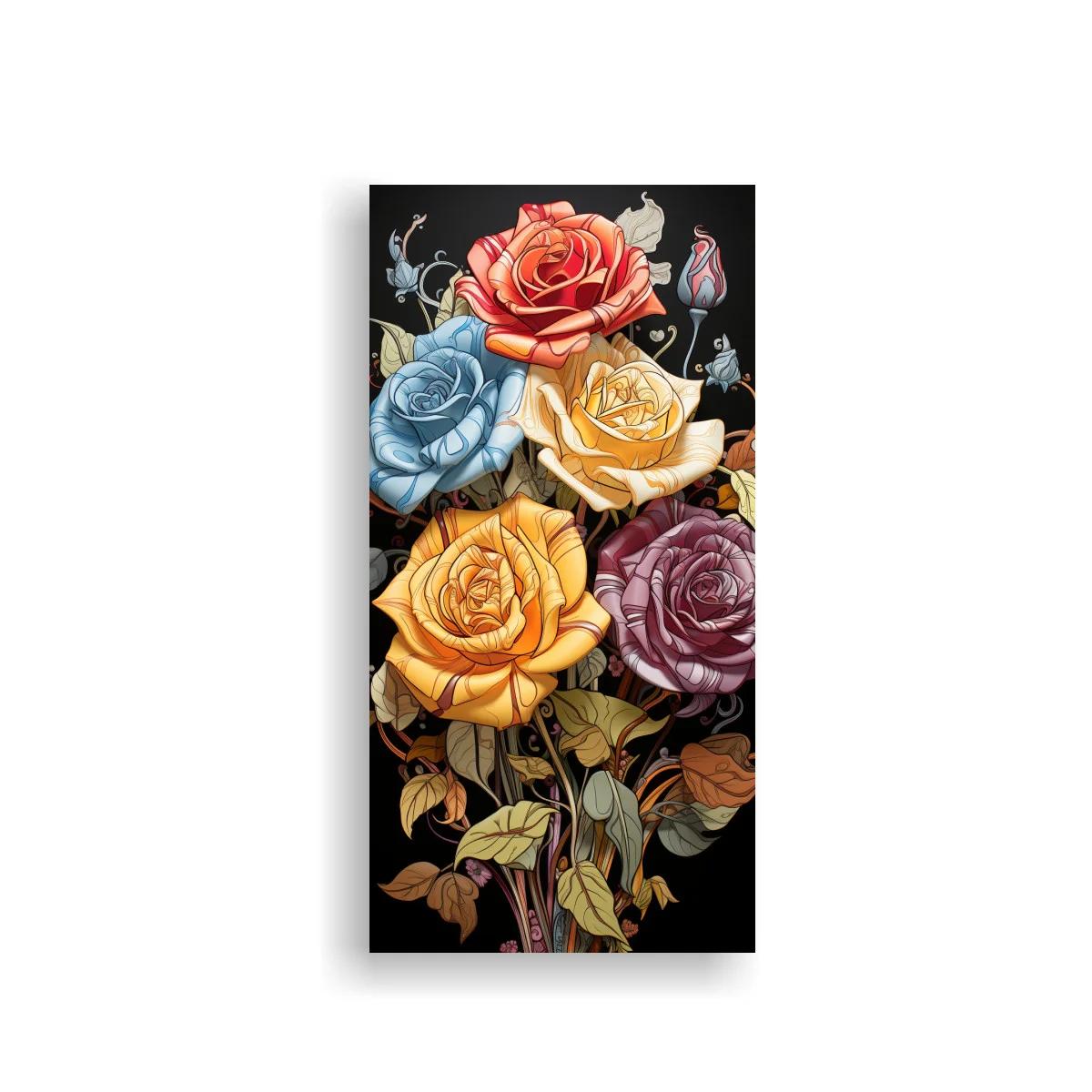 Cuadro ramo de rosas con pajaritos
