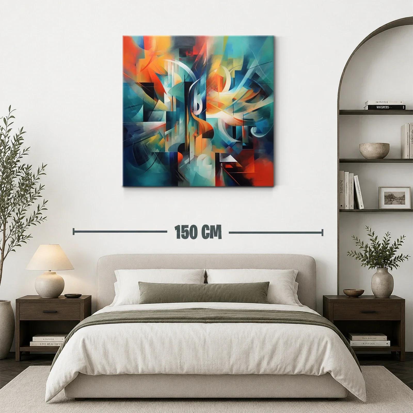 Cuadro abstracto con vibrantes tonos cálidos y fríos — miniatura 3