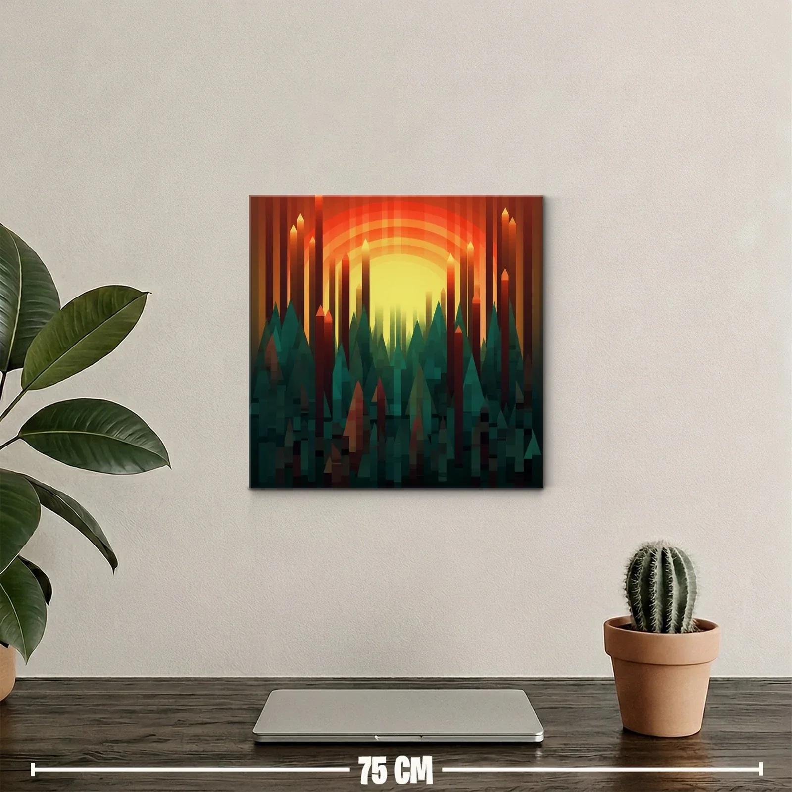 Atardecer abstracto entre picos geométricos vibrantes — miniatura 2