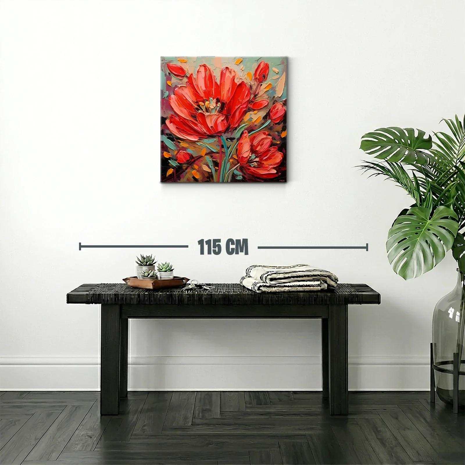 Cuadro moderno con llamativas flores rojas vibrantes — miniatura 2