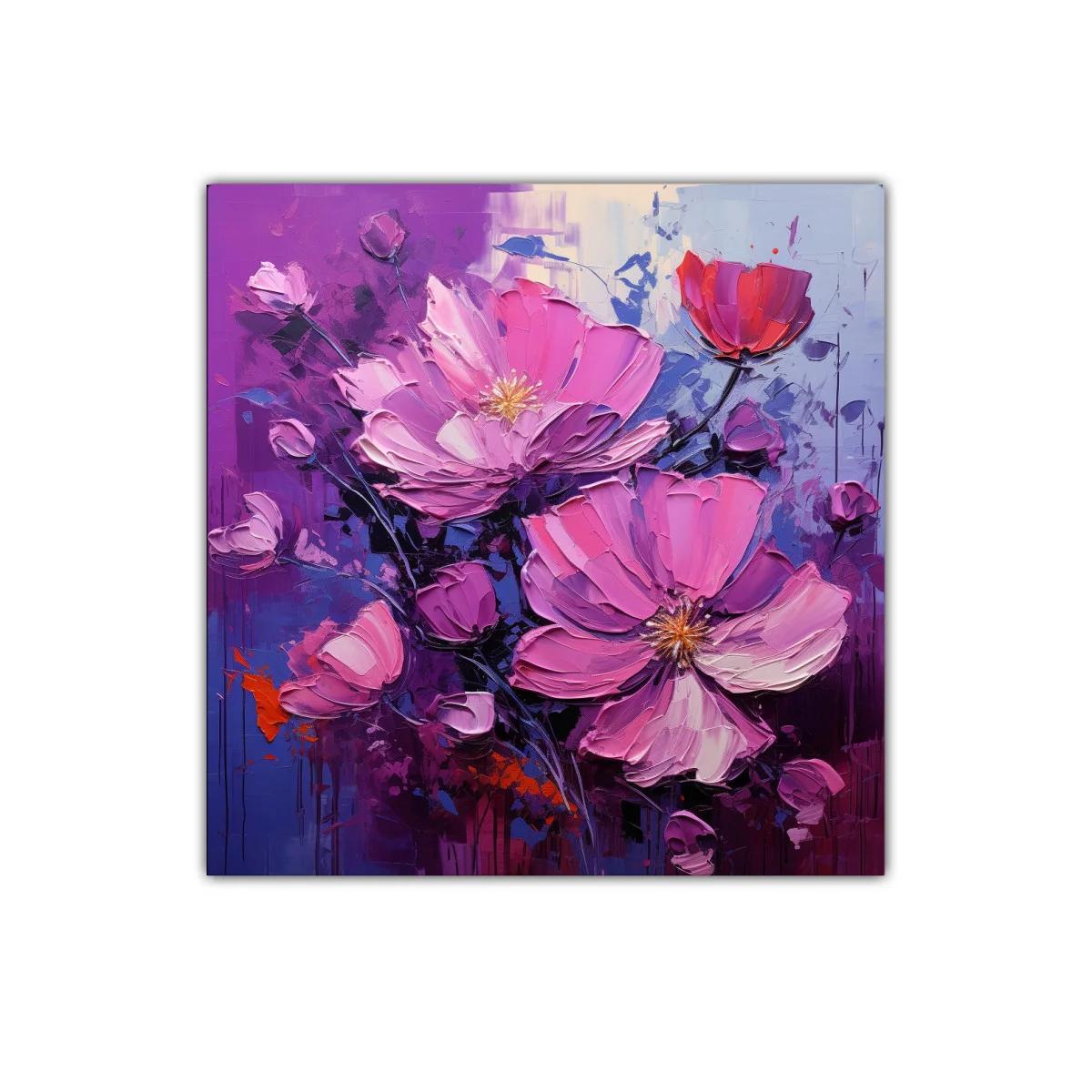 Cuadro floral vibrante con tonos morados y rosas intensos — imagen principal