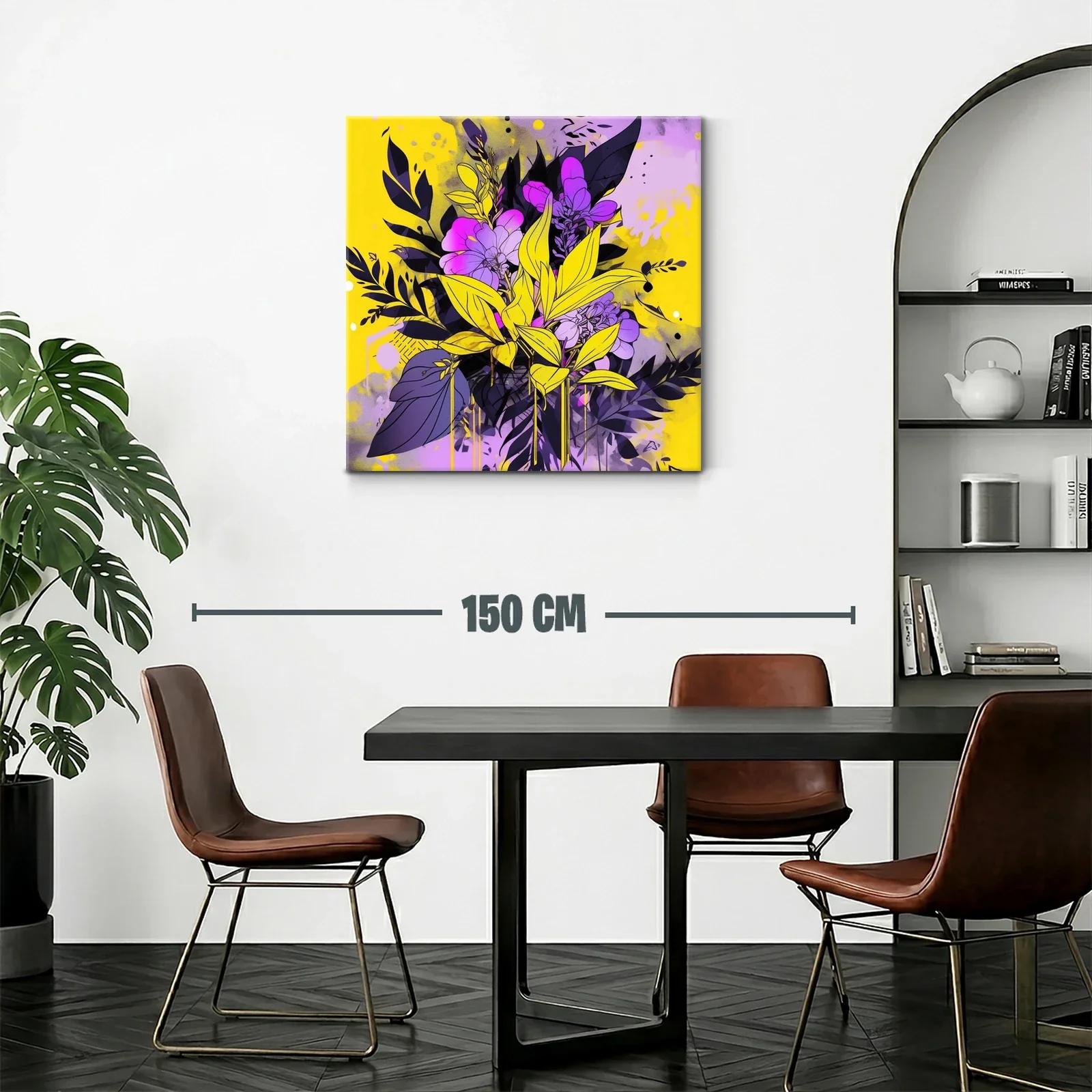 Composición floral vibrante en tonos violetas y amarillos — miniatura 2