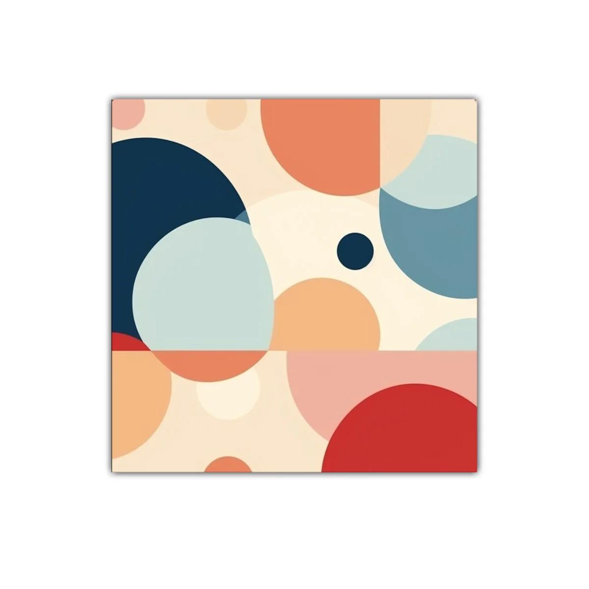 Composición abstracta con círculos en tonos cálidos y azulados