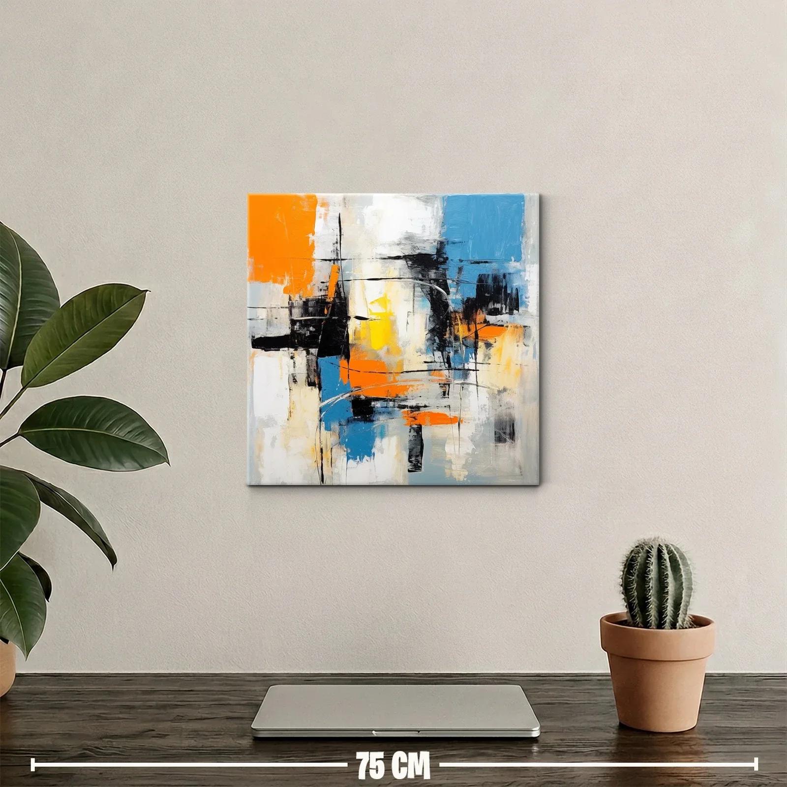 Cuadro abstracto con tonos vibrantes y estructura dinámica — miniatura 2