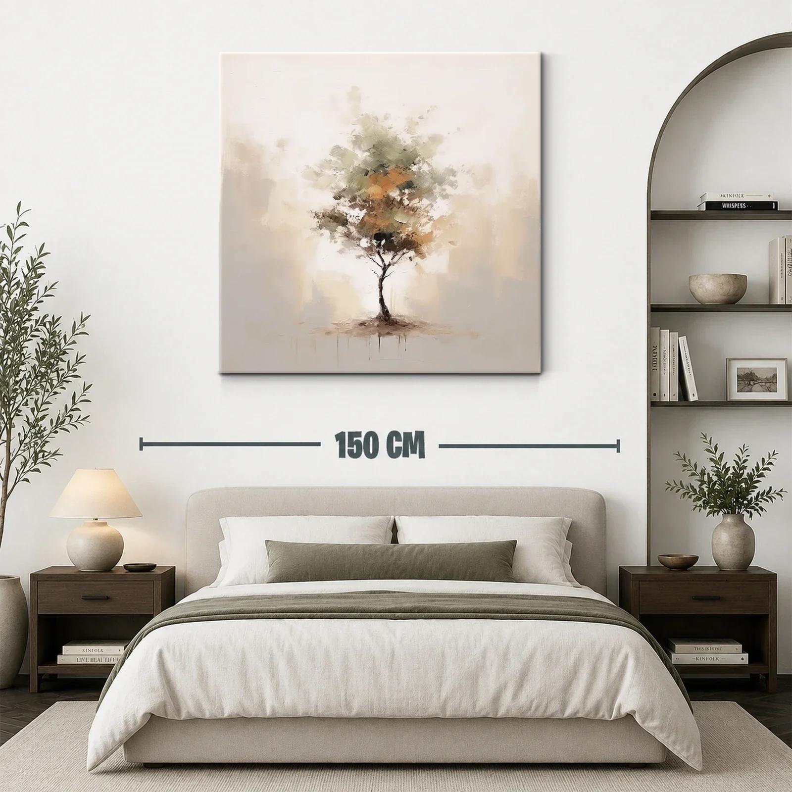 Cuadro abstracto de árbol con tonos neutros y tierra — miniatura 3