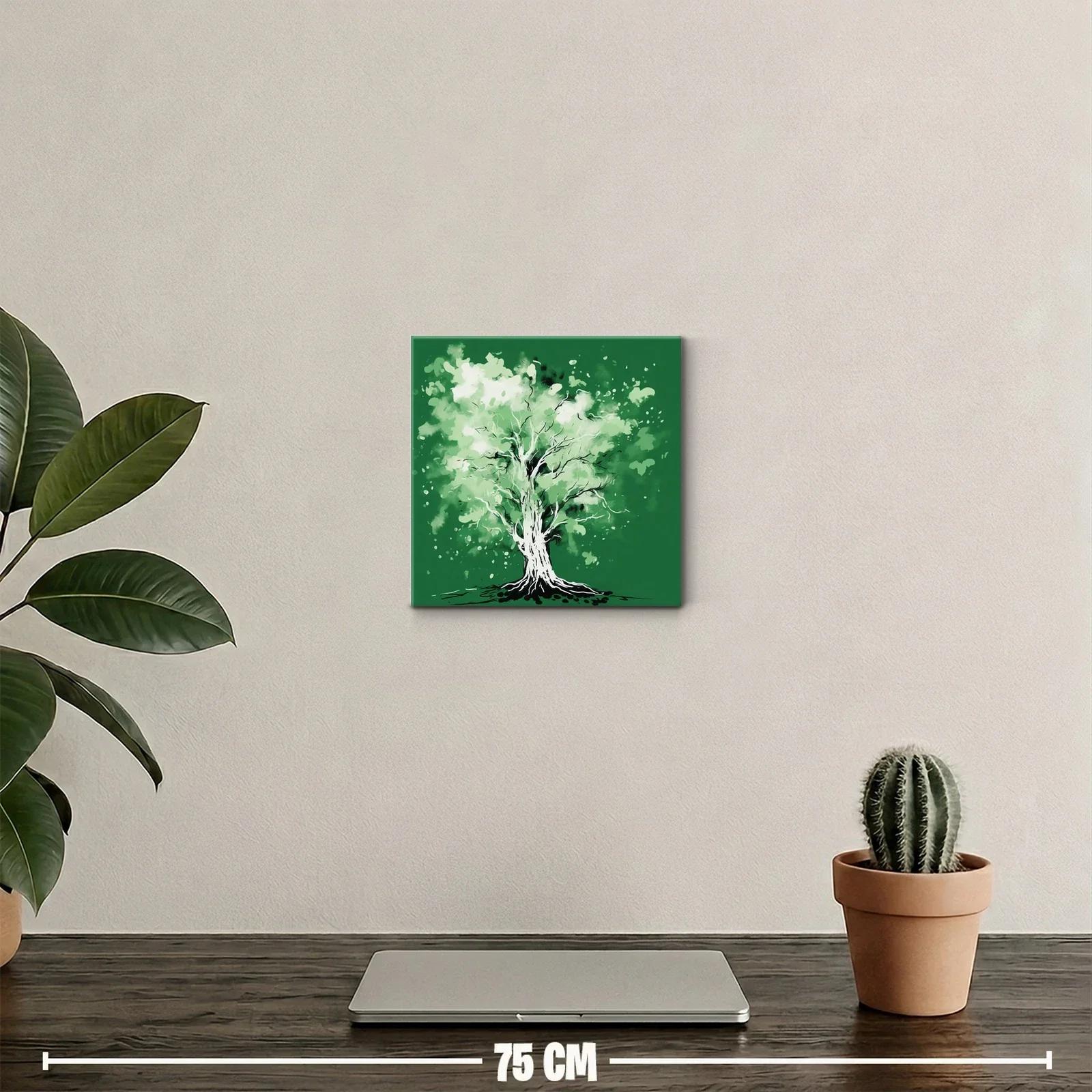 Árbol verde con estilo acuarela y toque artístico — miniatura 2