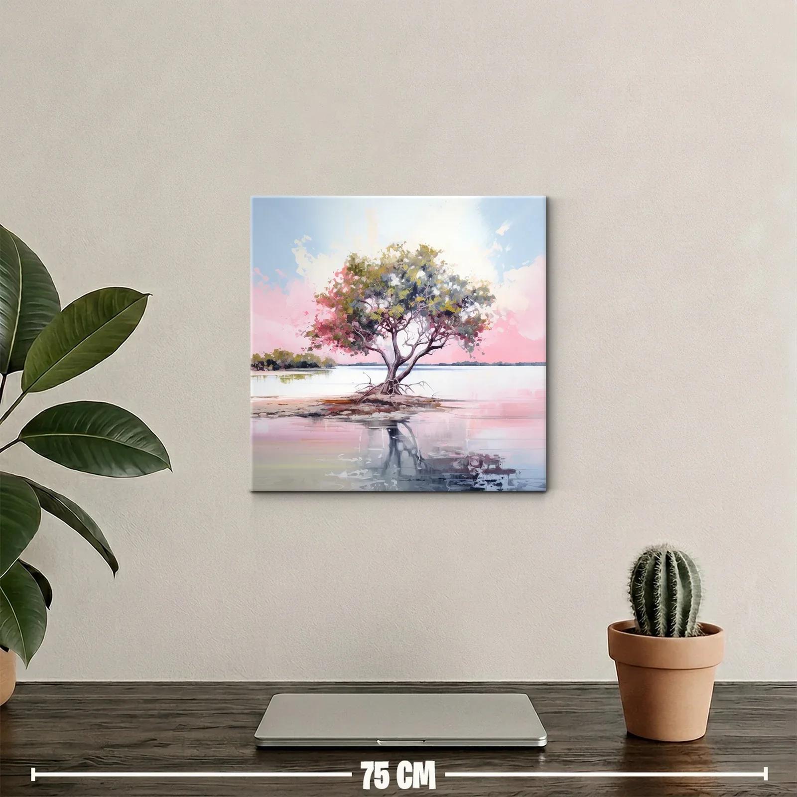 Árbol solitario en aguas tranquilas al atardecer — miniatura 2