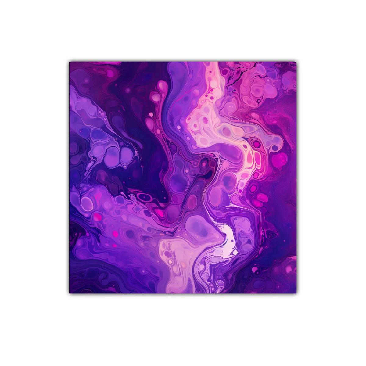 Cuadro abstracto con formas fluidas en tonos morados y rosas — miniatura 1
