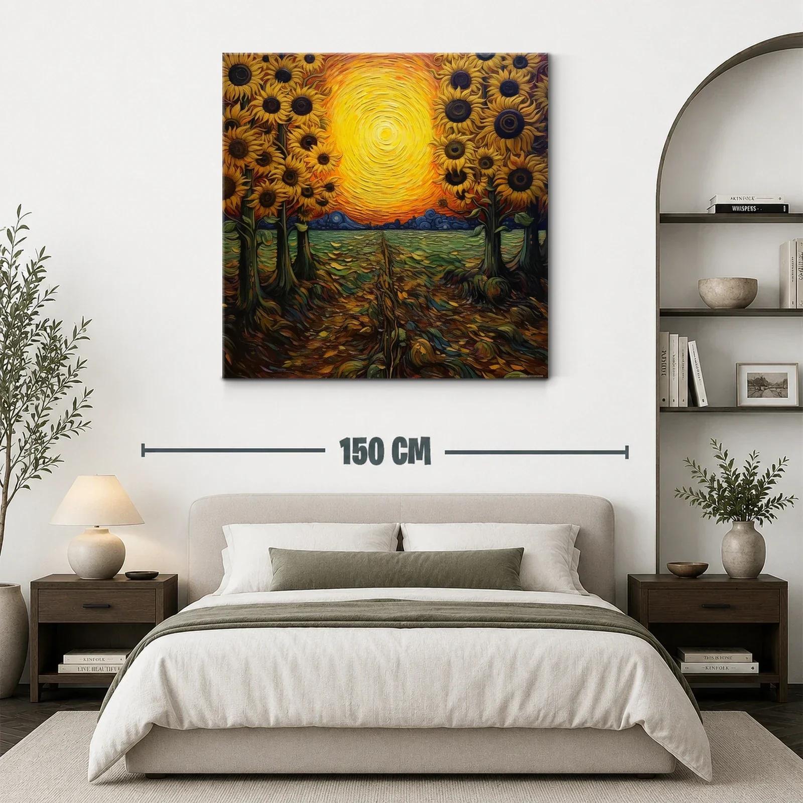 Atardecer vibrante con girasoles en campo abierto — miniatura 3