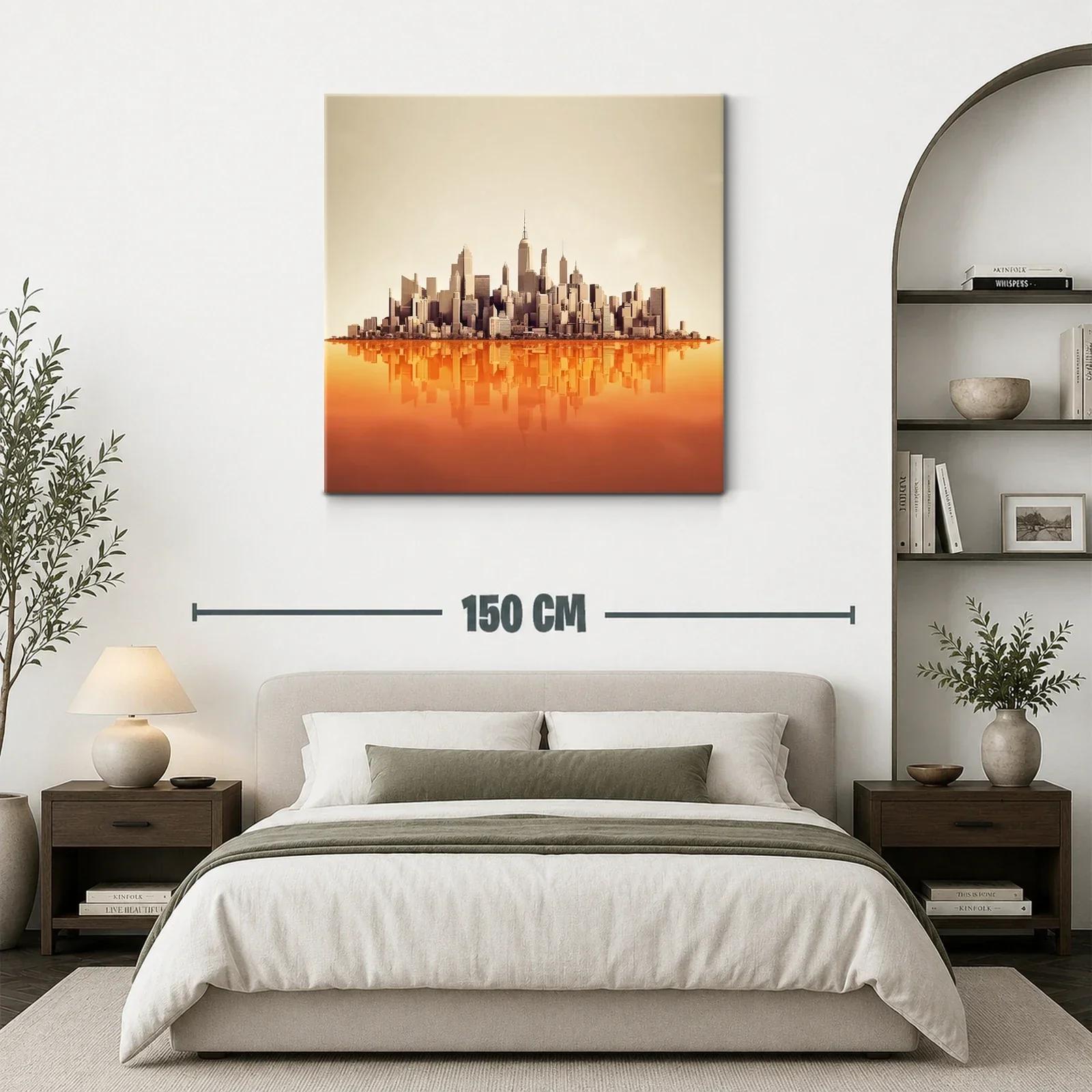 Ciudad moderna con reflejo en tonos cálidos — miniatura 3