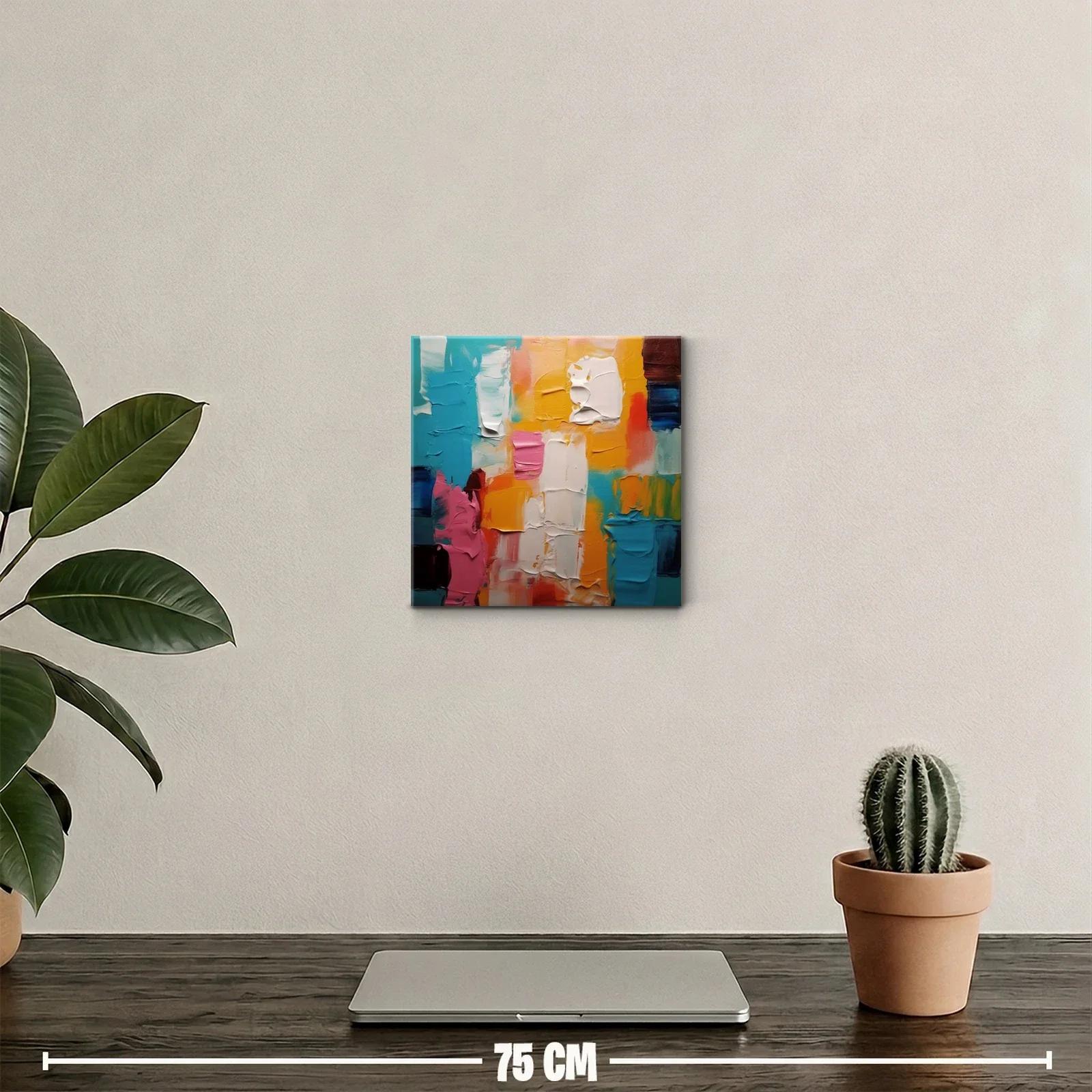 Cuadro abstracto con bloques de colores vibrantes y textura — miniatura 2
