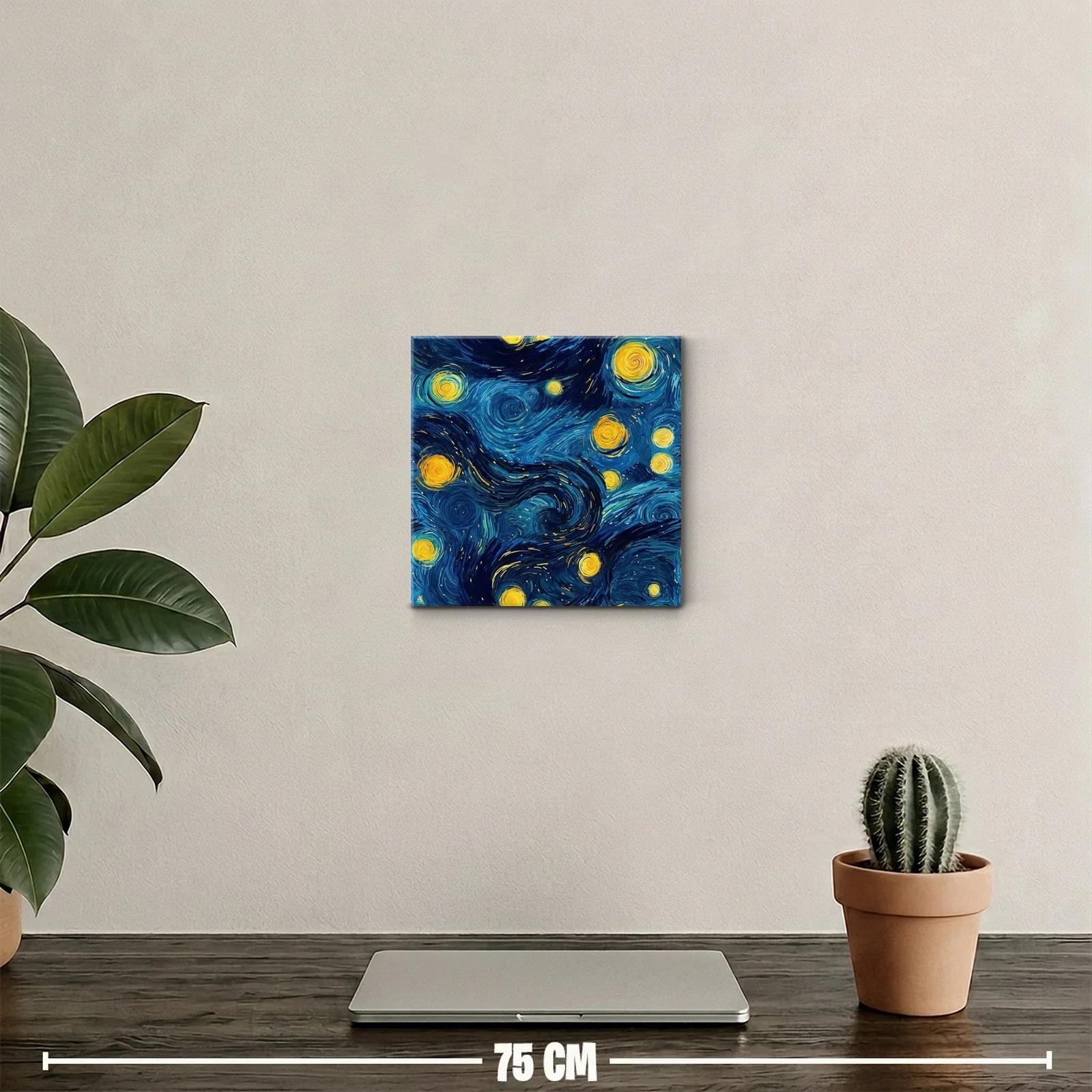 Cuadro vibrante con cielo estrellado en tonos azules y amarillos — miniatura 2