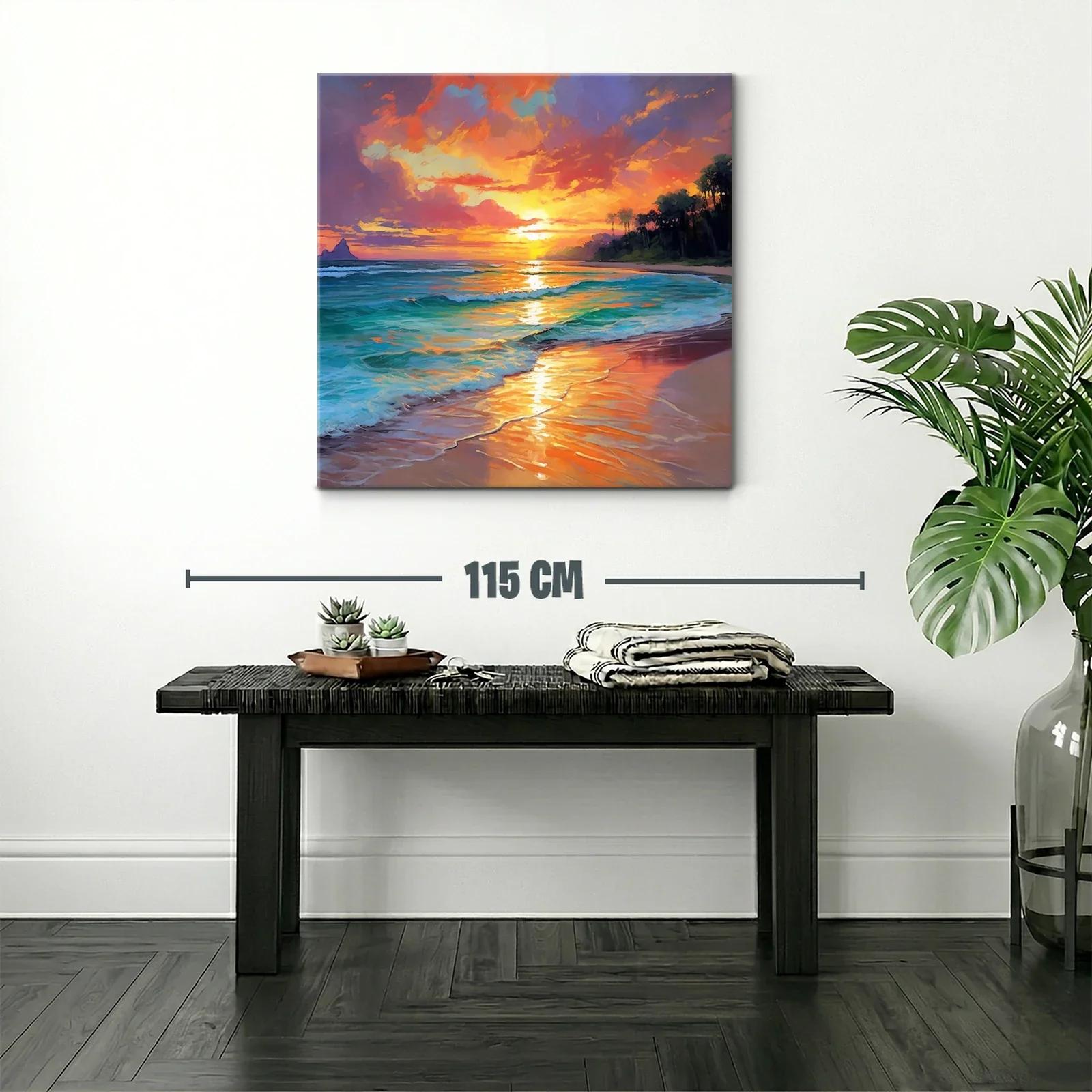 Atardecer vibrante en playa tropical con reflejos dorados — miniatura 2