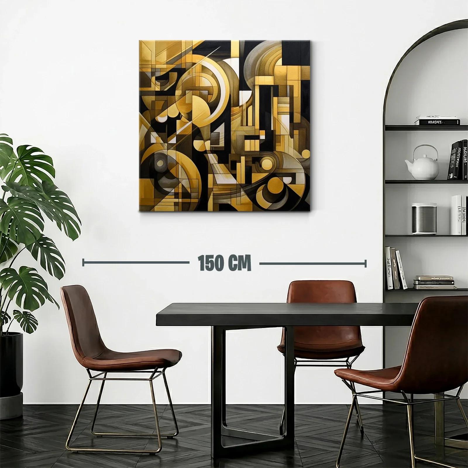 Composición geométrica abstracta en tonos dorados y negros — miniatura 2
