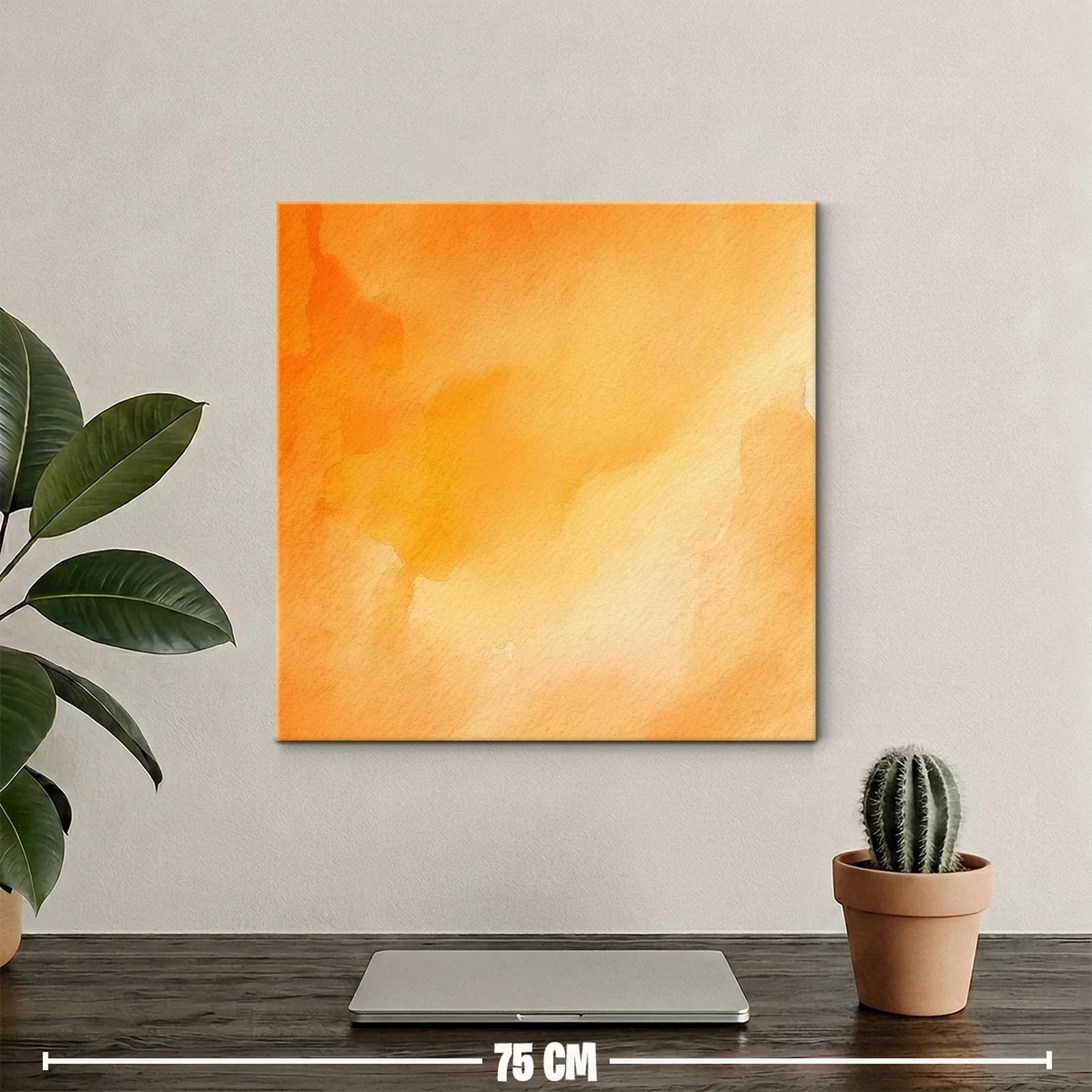 Cuadro abstracto con tonos cálidos en naranja y amarillo — miniatura 2