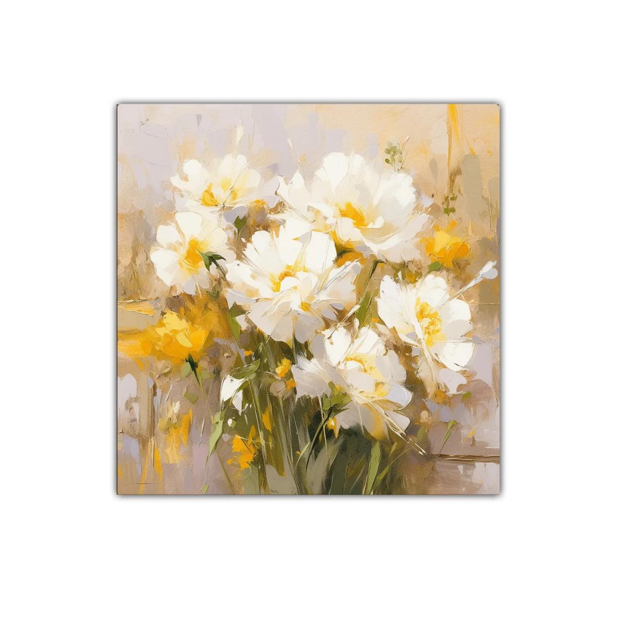 Cuadro decorativo con flores blancas y amarillas — imagen principal