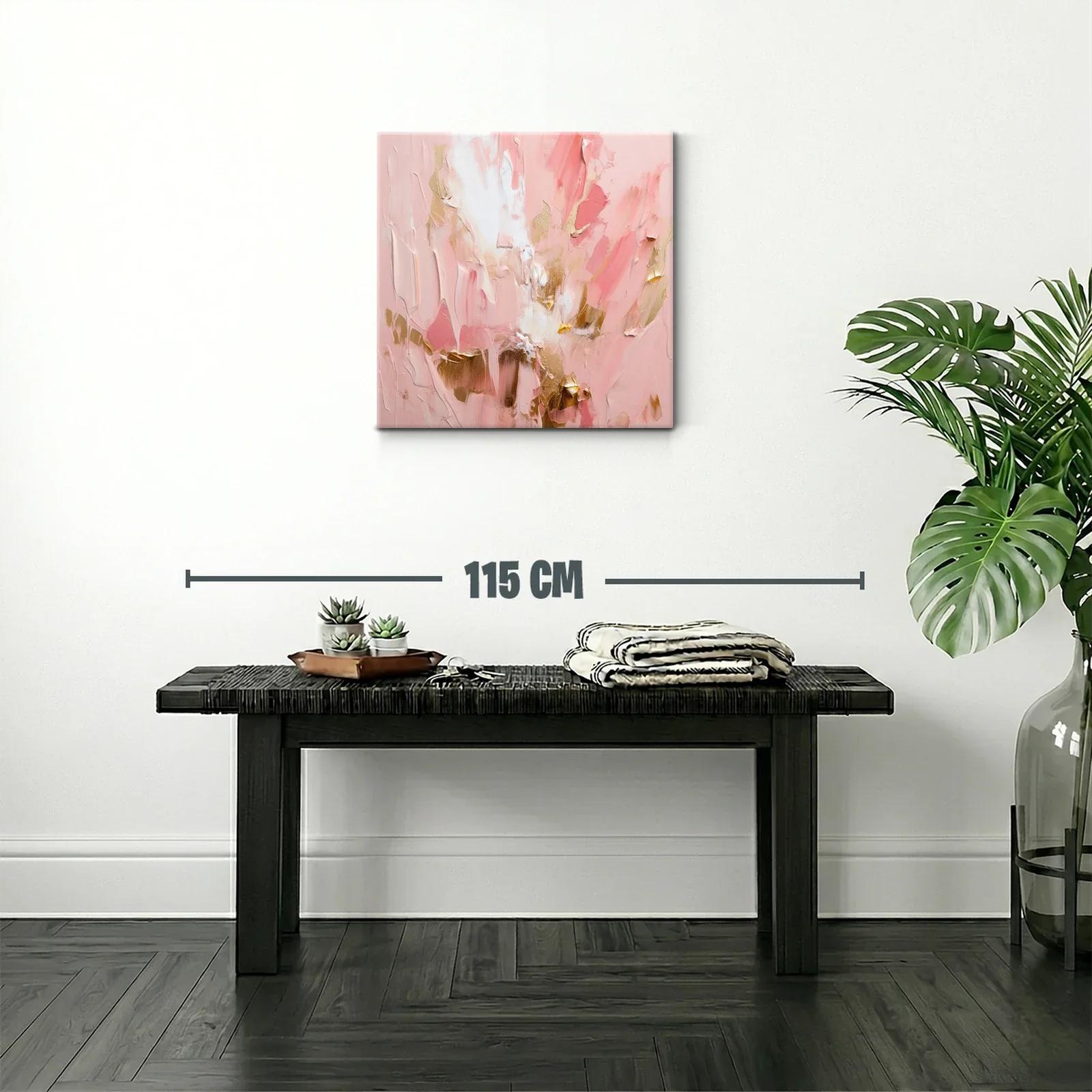 Cuadro abstracto en tonos rosas y dorados elegante — miniatura 2