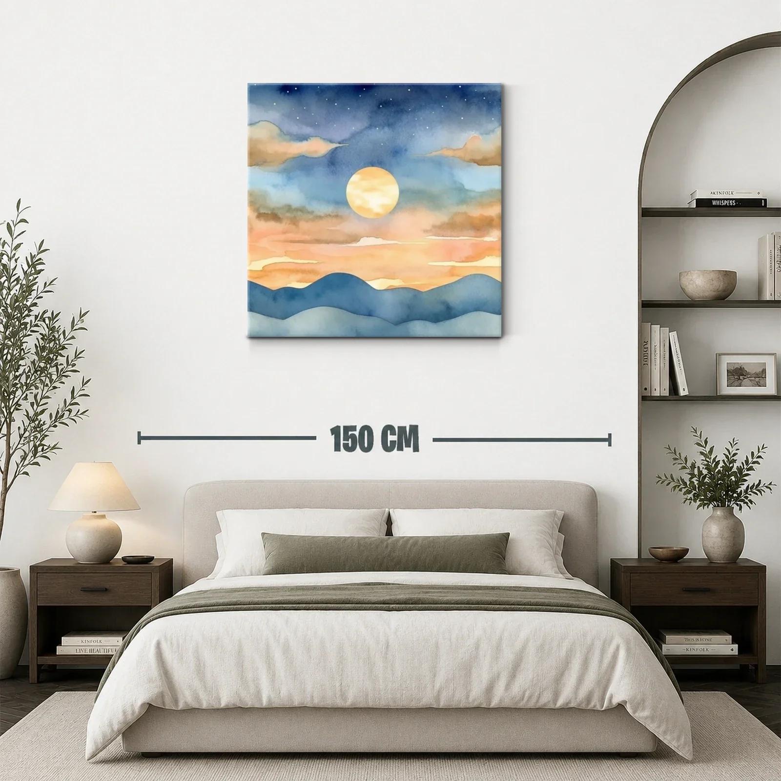 Paisaje nocturno con luna llena y montañas suaves — miniatura 3
