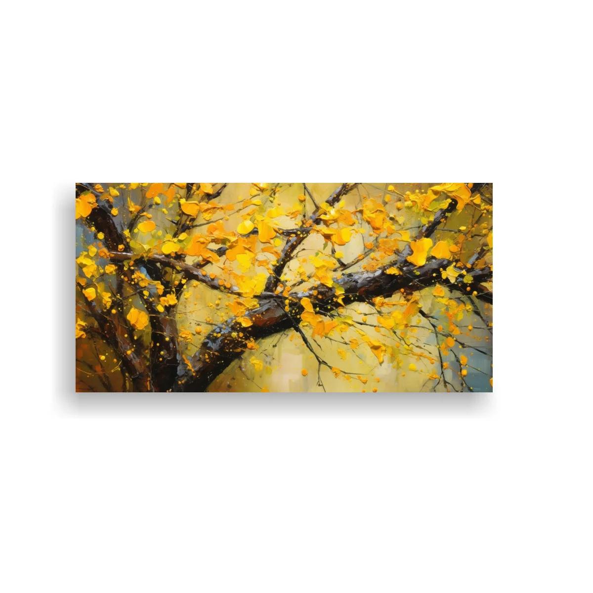 Cuadro árbol con hojas amarillas y ramas expandidas