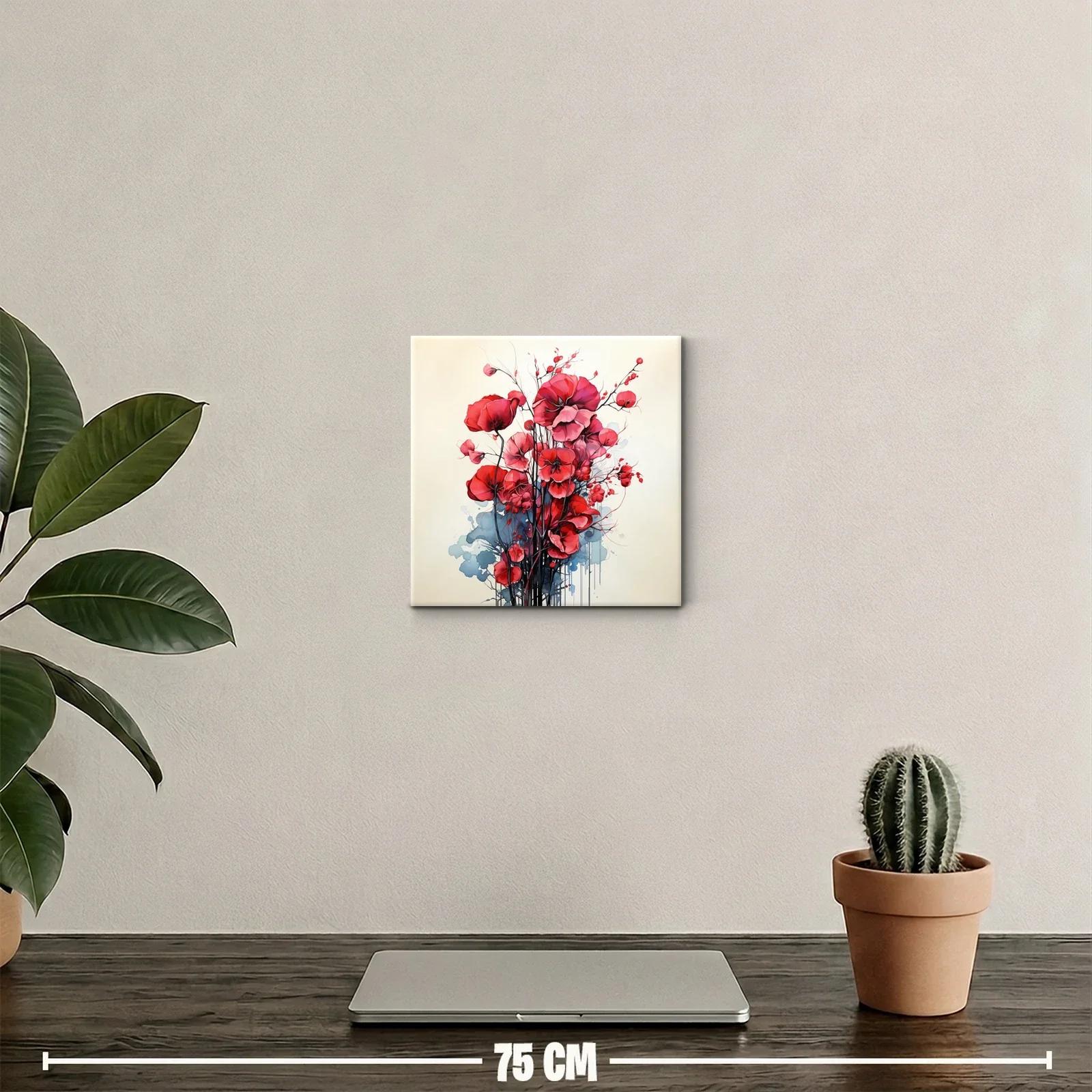 Cuadro decorativo con ramo de flores rojas vibrantes — miniatura 2