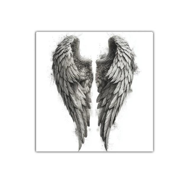 Elegantes alas de ángel en tonos grisáceos realistas