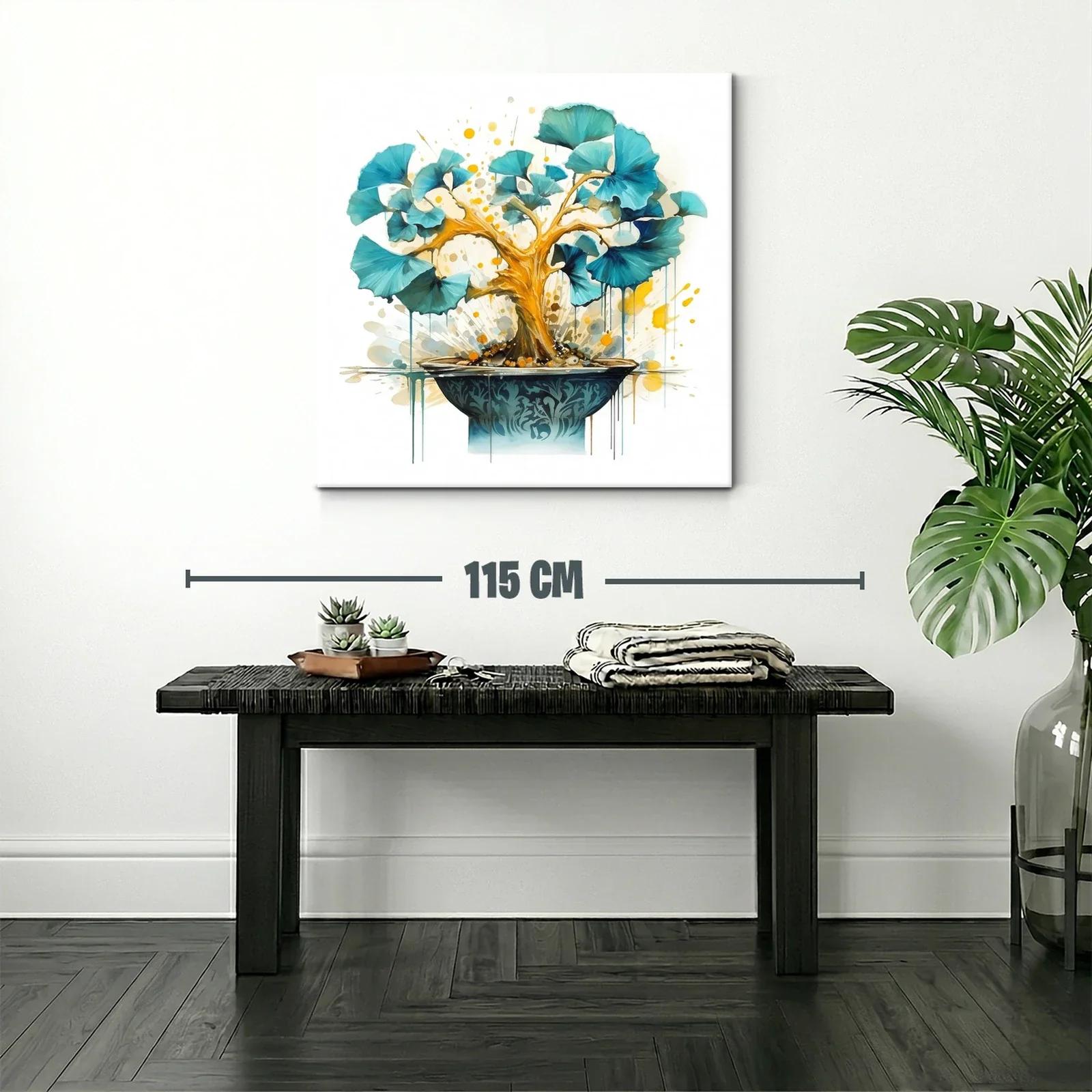 Árbol de Ginkgo en tonos dorados y azules vibrantes — miniatura 2