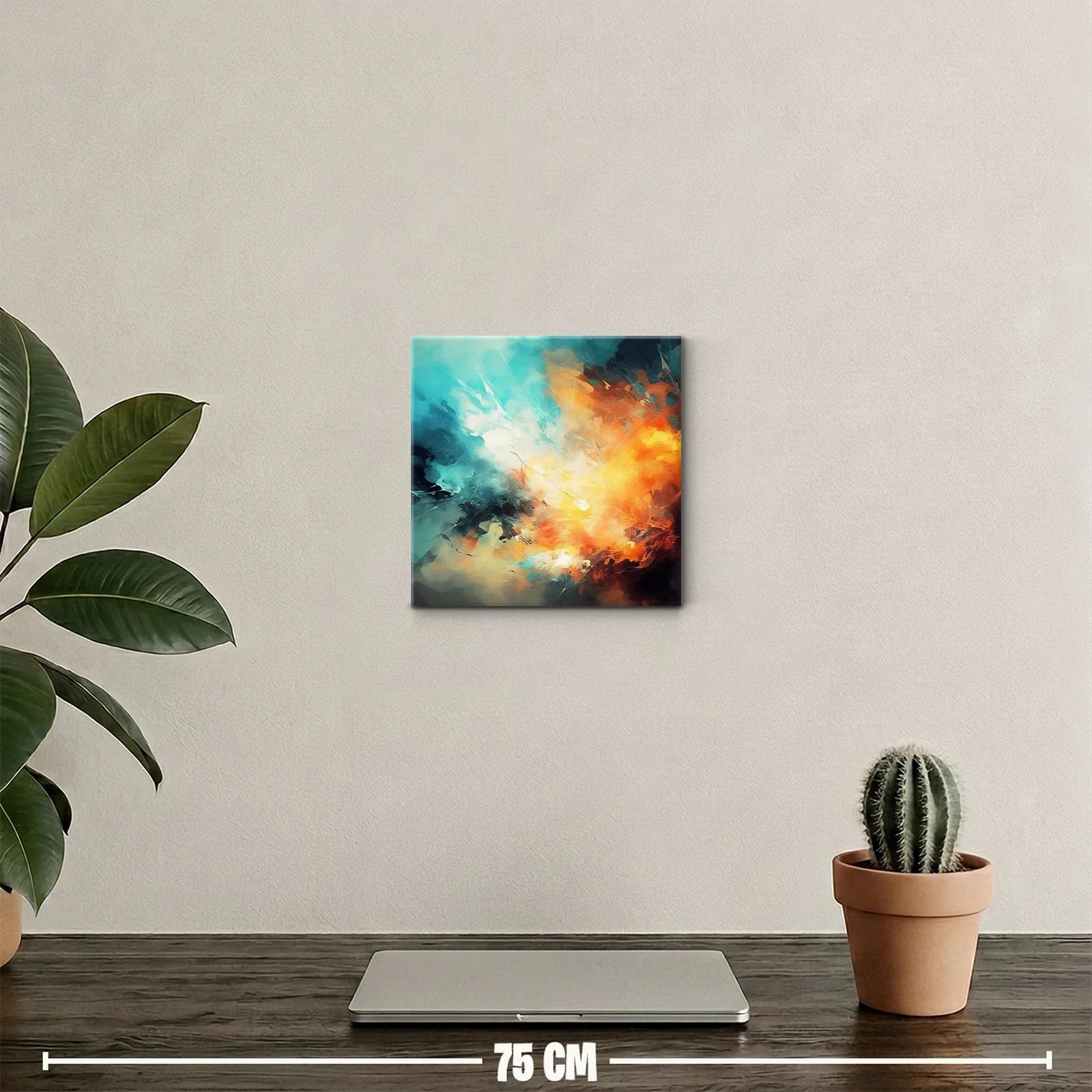 Cuadro abstracto con explosión de color y luz vibrante — miniatura 2