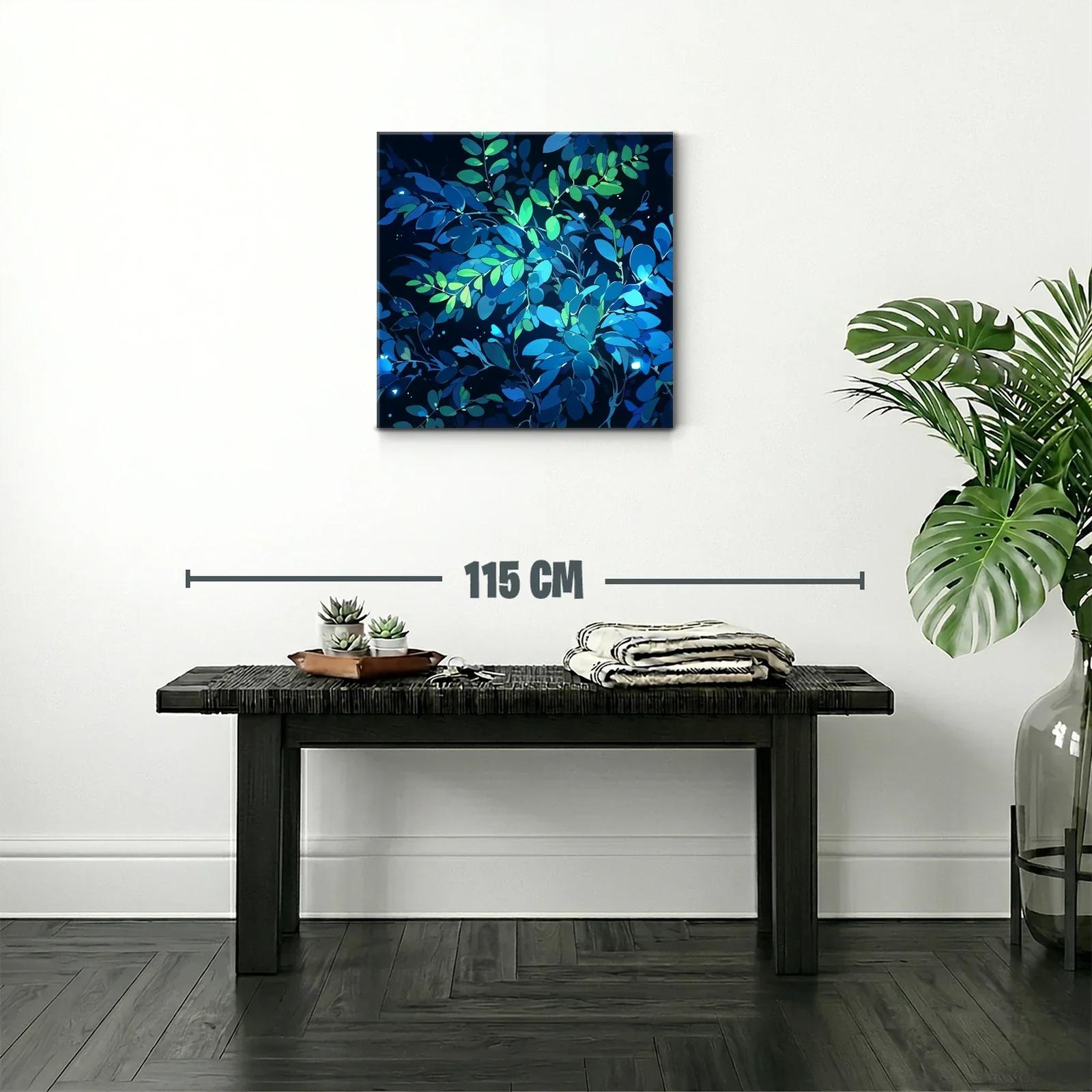 Cuadro Abstracto Hojas en Tonos Azules y Verdes — miniatura 2
