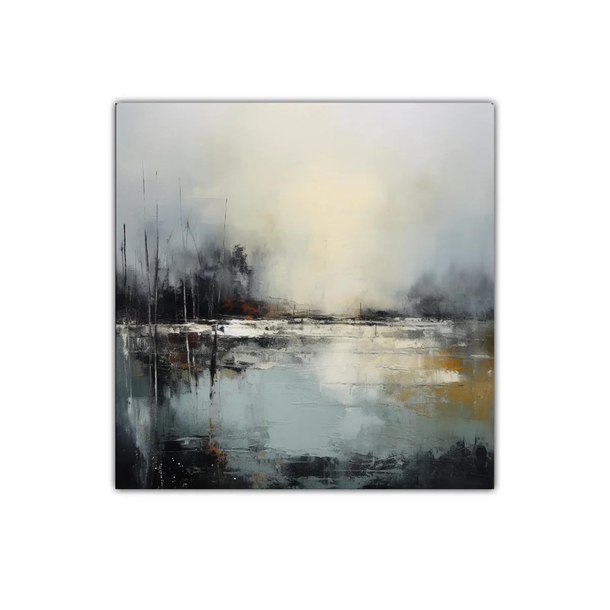 Paisaje abstracto con tonalidades grises y ocres
