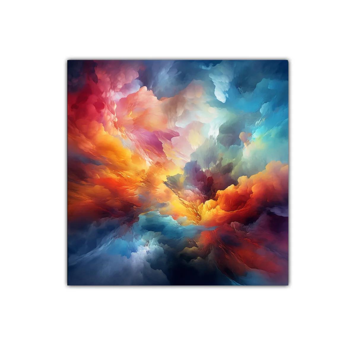 Cuadro abstracto con explosión de colores vibrantes y texturas intensas — miniatura 1