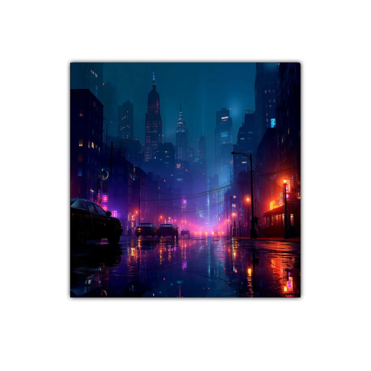 Paisaje urbano nocturno con luces de neón vibrantes — imagen principal